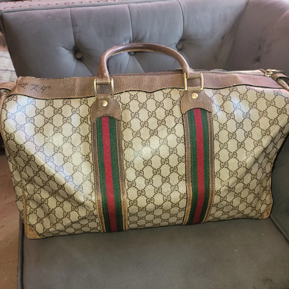 Gucci Gg Supreme Canvas Sherry Web Ophidia Duffle Gym Travel Weekend Bag Authent - Picture 15 of 15